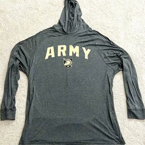 Gray Army Hooded Long Sleeve Shirt